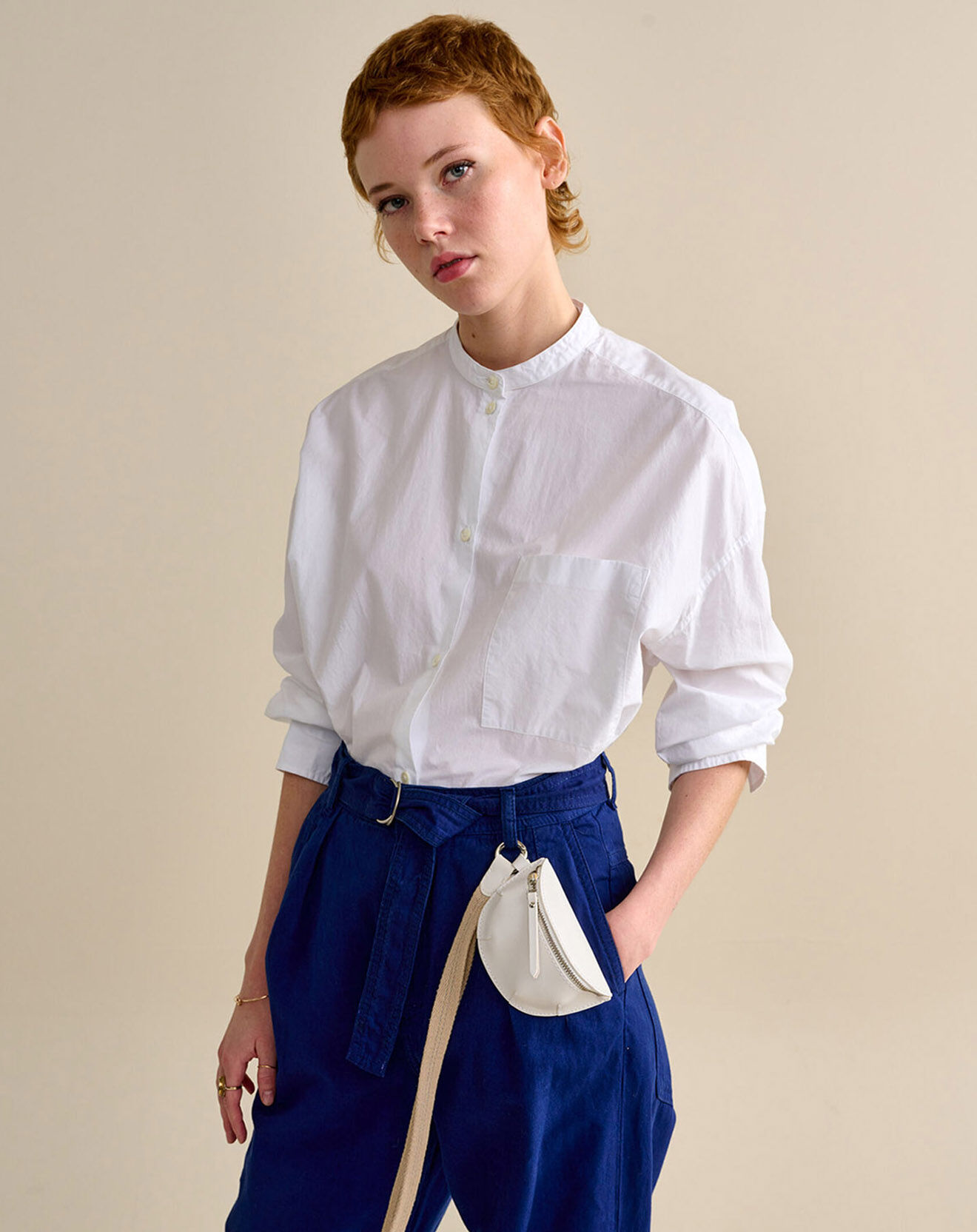 Bellerose Mini sac en Cuir vernis Rosike blanche