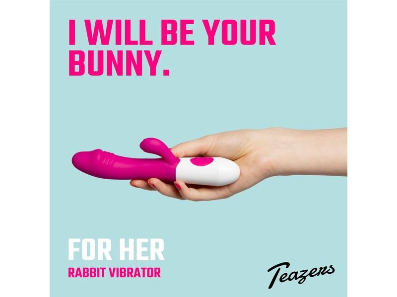 Teazers Realistischer Rabbit Vibrator pink Rosa Vibrator mit doppelter Stimulation