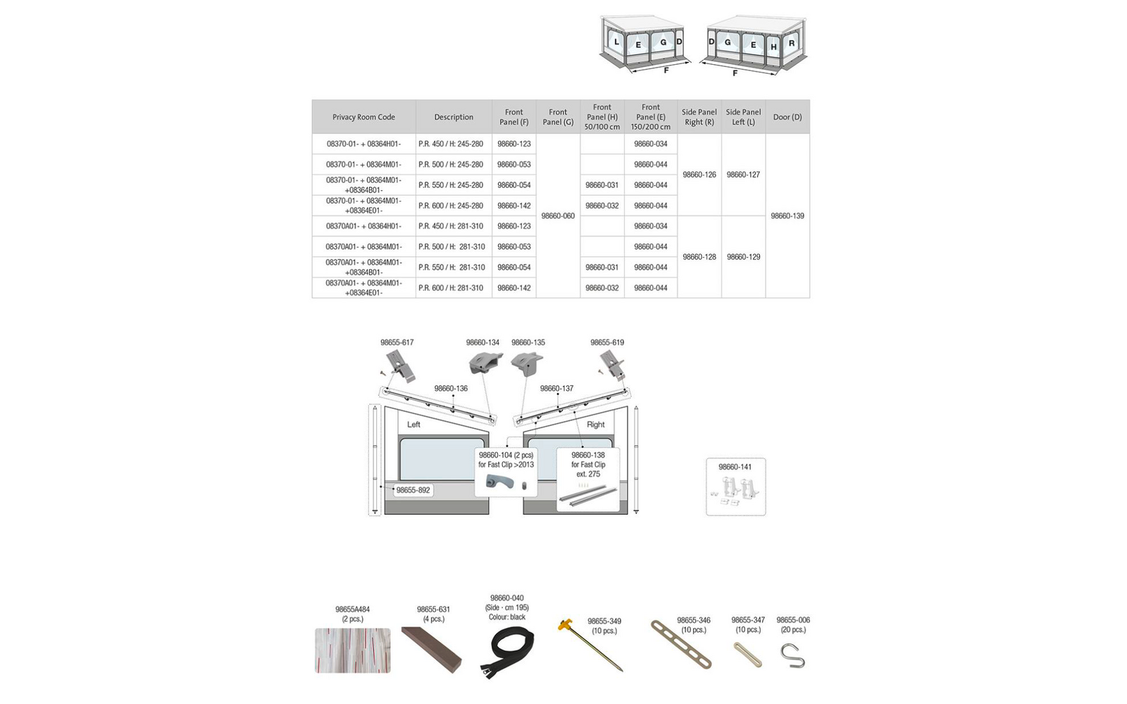 Fiamma Fast Clip Ext links für Markisenzelt Privacy Room F80L - Fiamma Ersatzteilnummer 98660-136