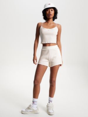 Top cropped canelado Pointelle