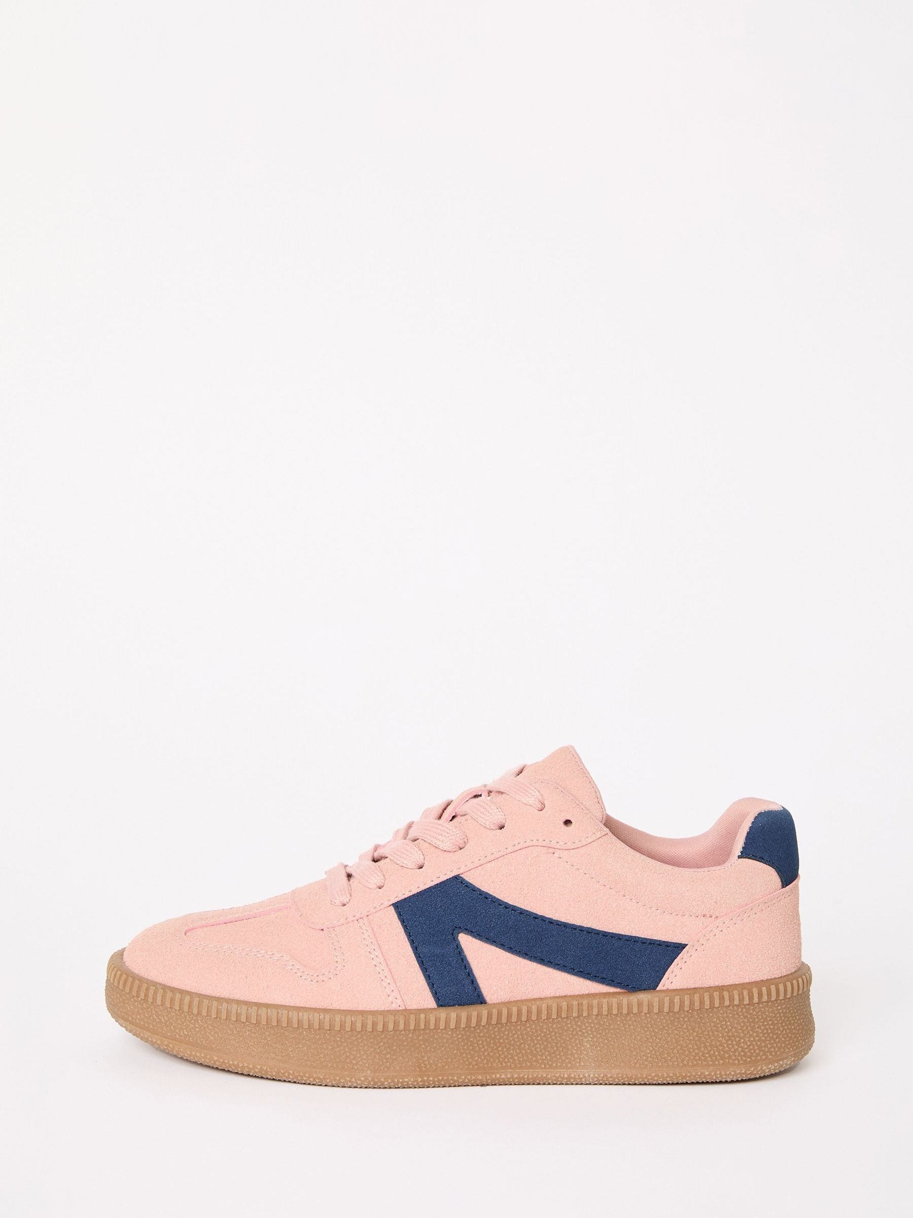 Roze - Friends Like These retro sportschoenen met veters en rubberen zool