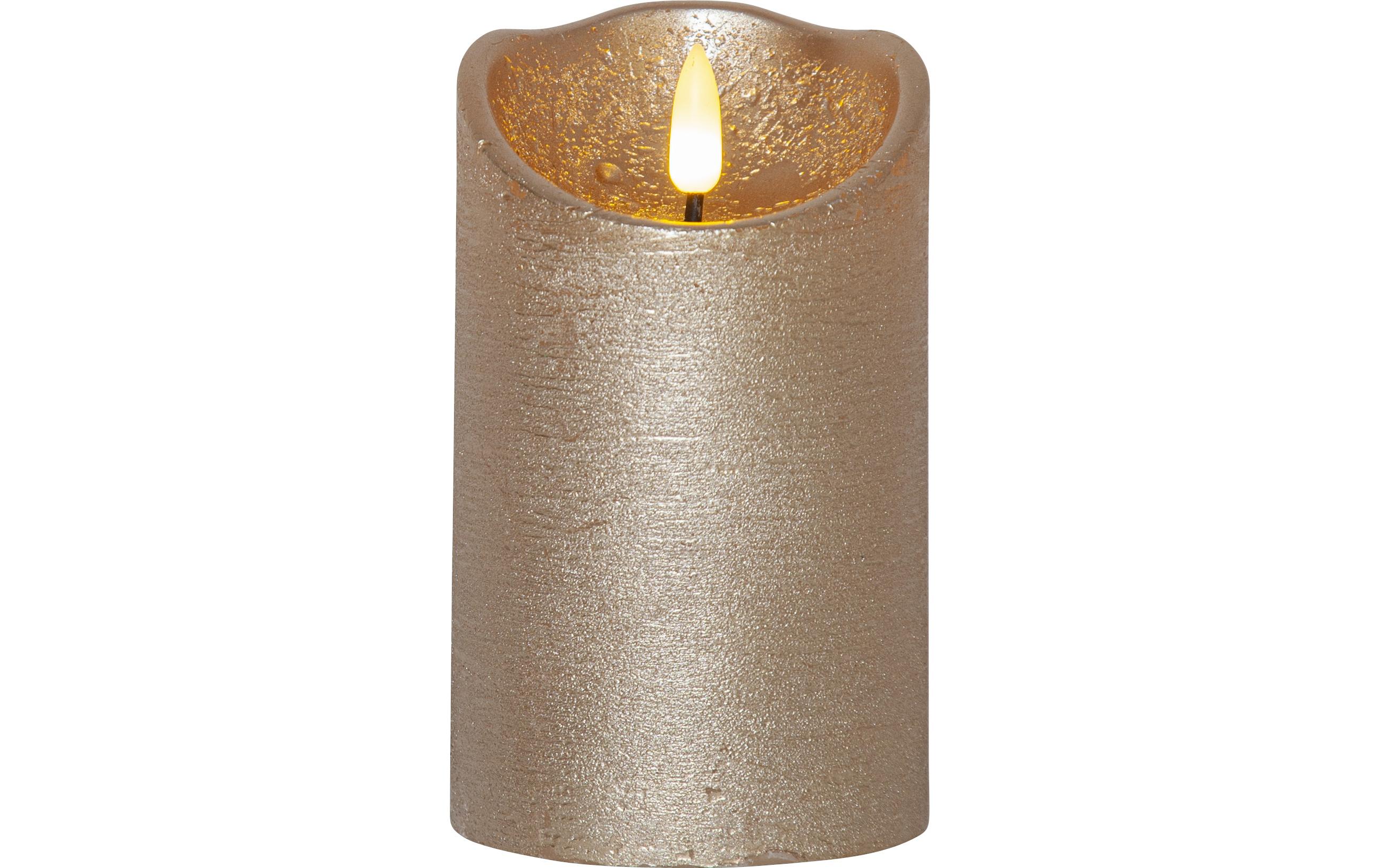LED-Kerze Flamme Rustic, Ø 7.5 x 12.5 cm, GoldLED-Echtwachskerze für Innenbereich mit Timer-Funktion