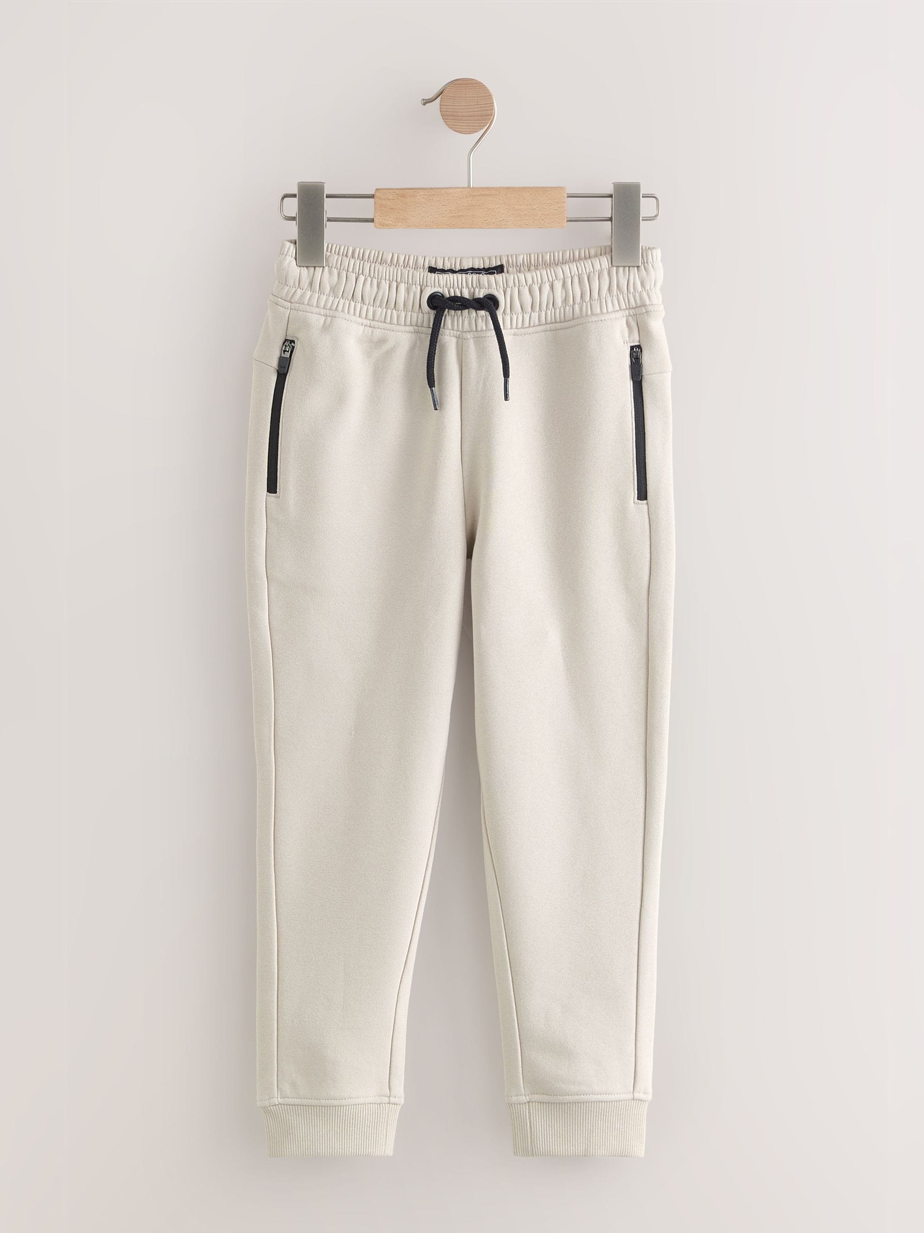 Steen/grijs - Slim-fit joggingbroek met ritszak (3-16jr)