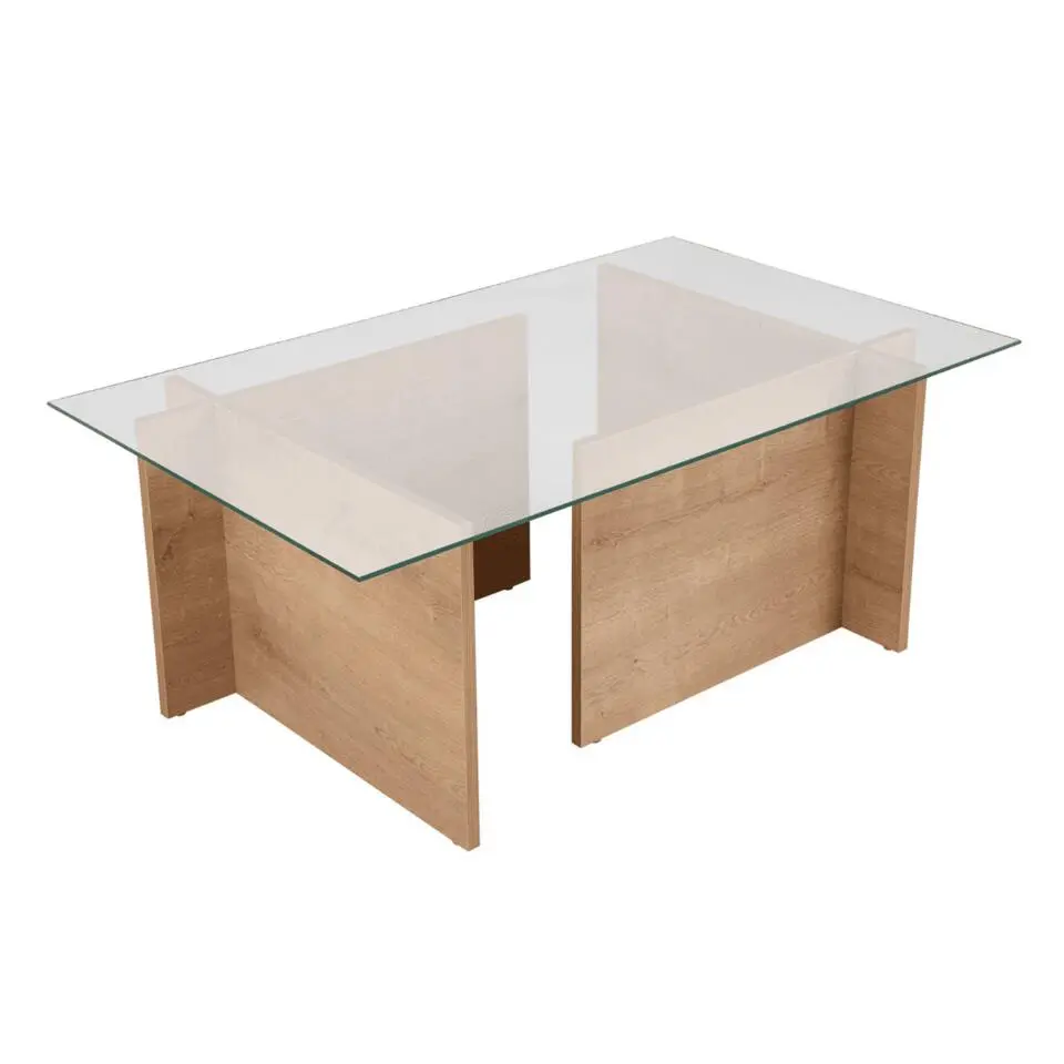 CALICOSY - Salontafel met glazen blad NOAH - 65x105x40 cm