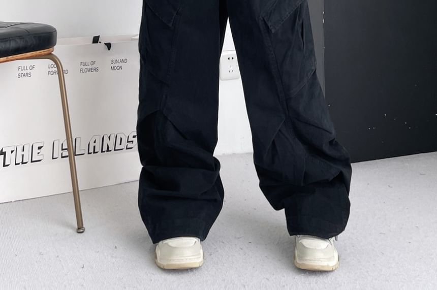 RONIN - Mid Rise Plain Wide Leg Cargo-broek