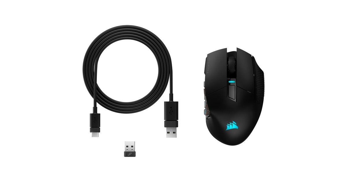CorsairScimitar Elite Wireless MMO-gamingmuis  (Zwart, 100 - 26.000 dpi, USB 2.0 | 2,4 GHz | Bluetooth | RGB)