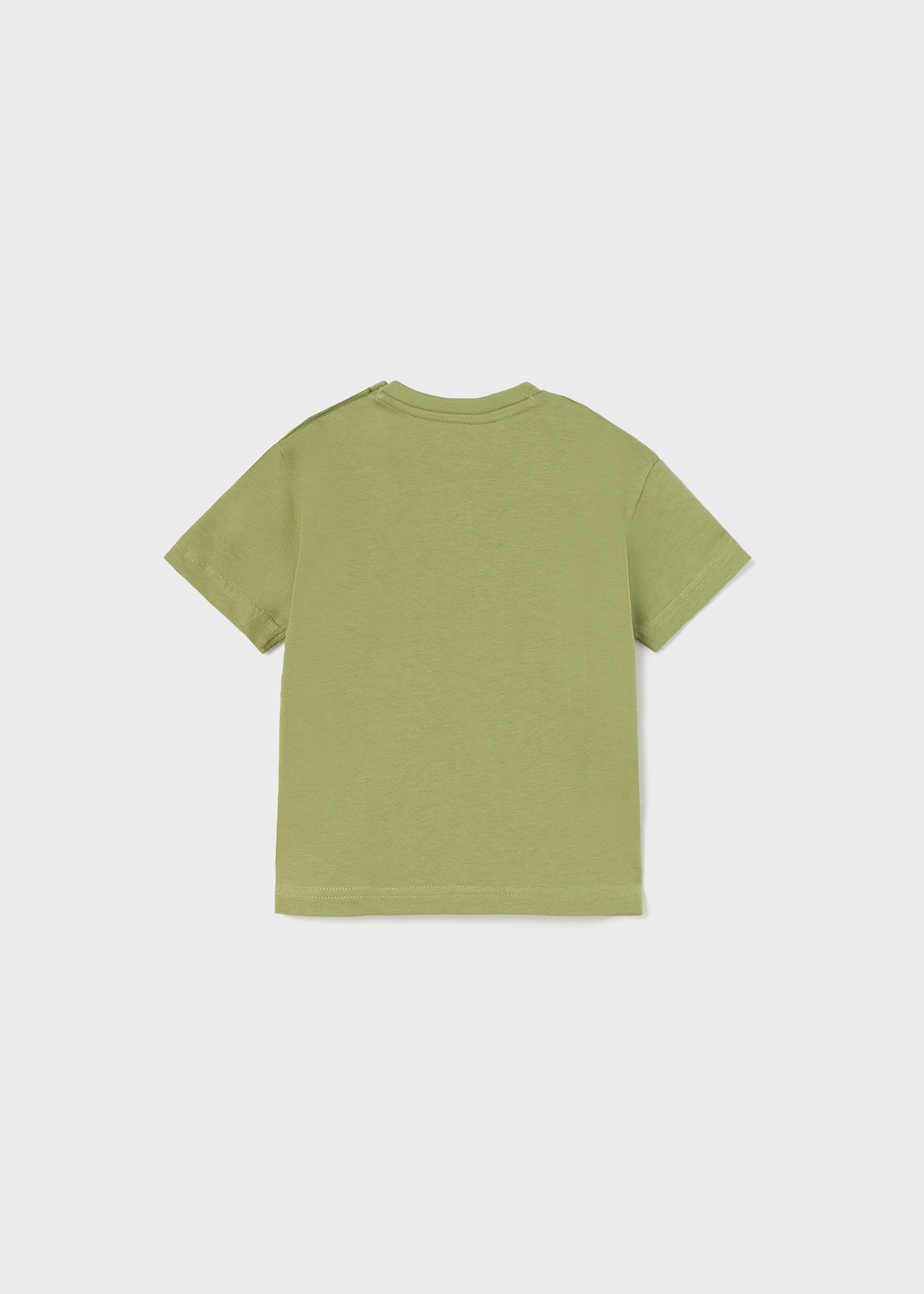 Camiseta infantil de algodão de manga curta com estampa interativa.