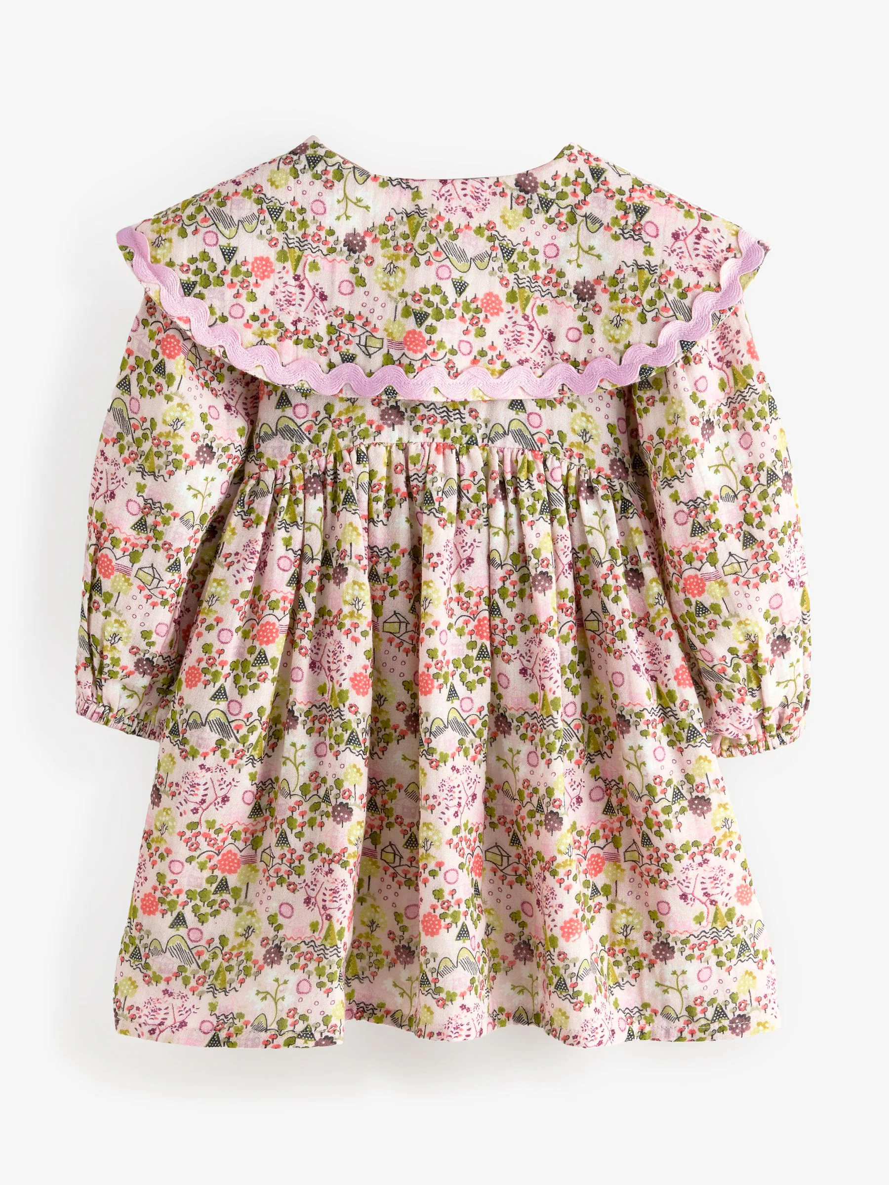 Cath Kidston Oker Geel Print - Jurkje met kraag en lange mouwen (3mnd-8jr)