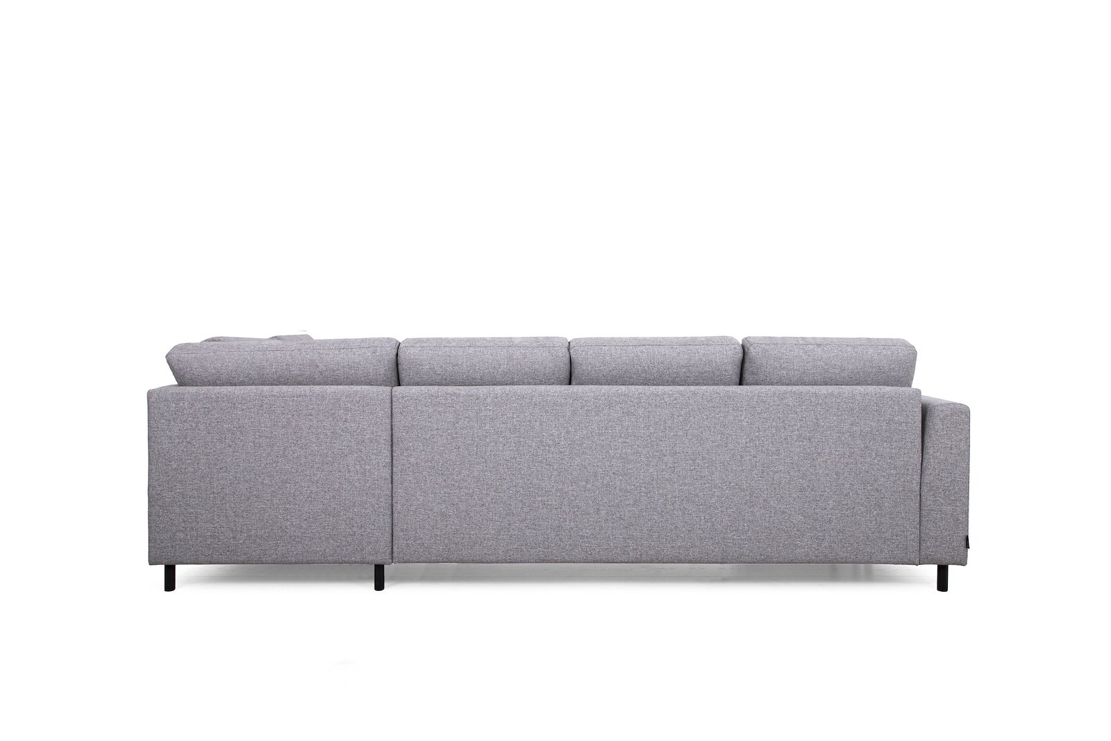 Oslo Plus U-sofa Sjeseong venstre med 2-seter og åpen ende høyre. Tekstil Hygge 91 Grey med sorte ben