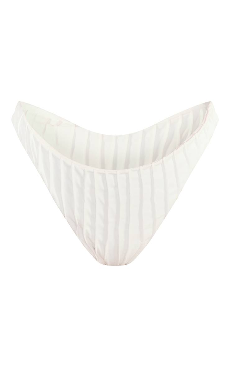 Blanc Bas De Bikini Tanga Plissés