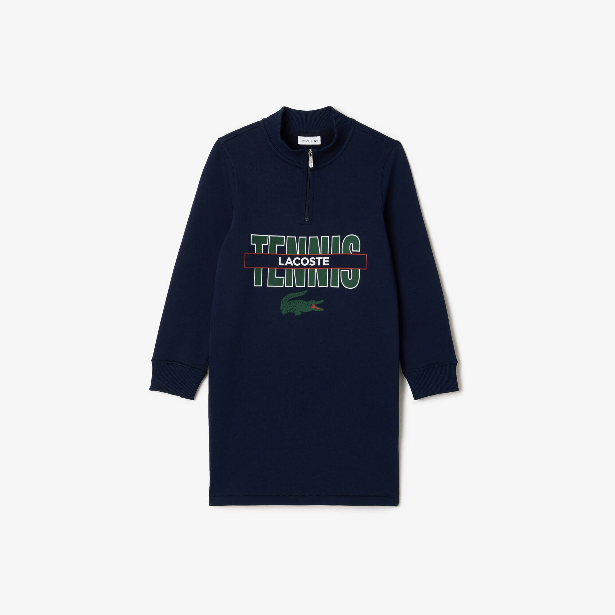 Sweatshirtkleid aus bedruckter Baumwolle Hosen & Kleider - Blau - Lacoste - Mädchen