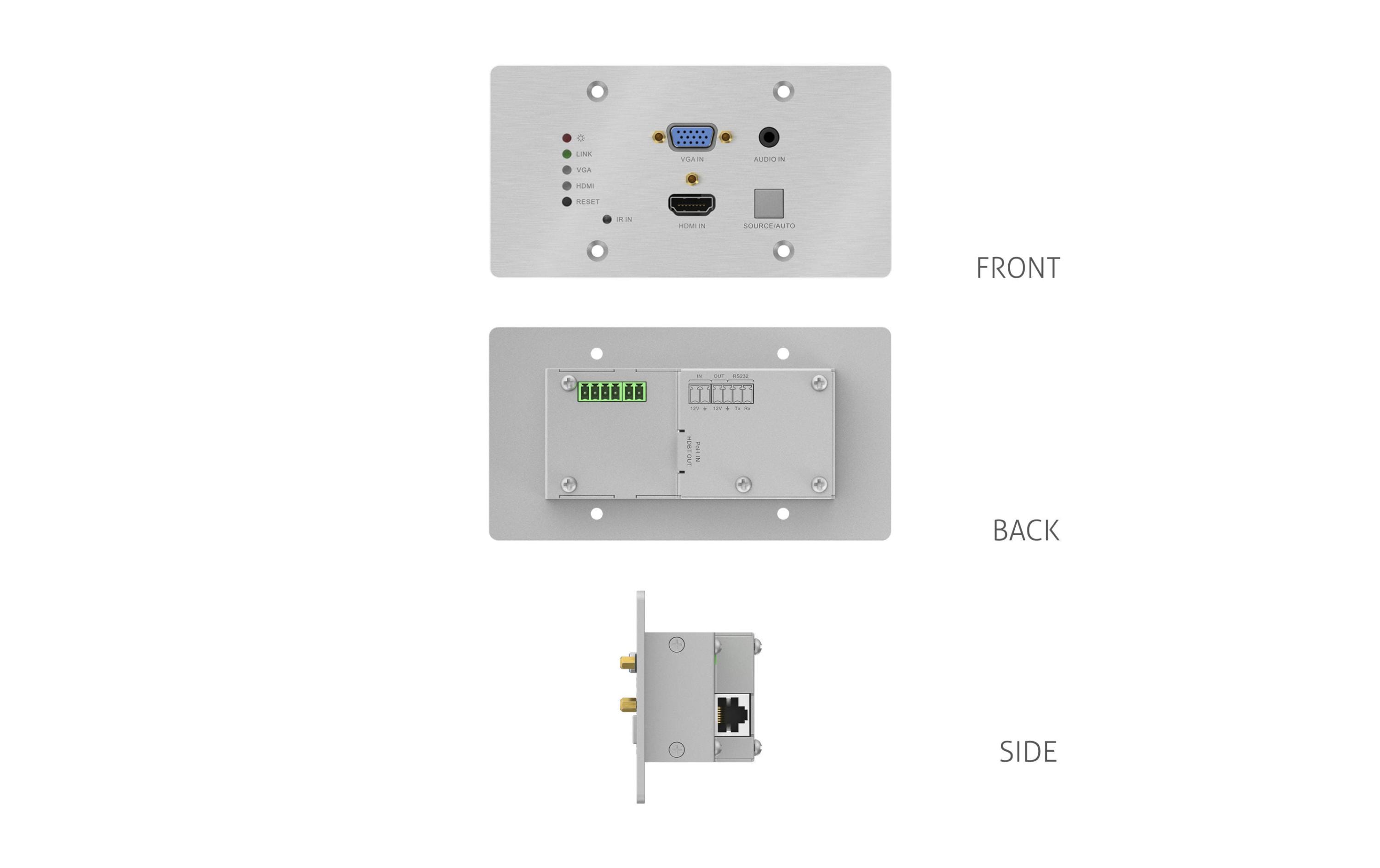 Transmitter PT-HDBT-701-TXWP Multiformat HDBaseT<br>4K Multiformat HDBaseT Transmitter Wandanschlussfeld mit Scaler
