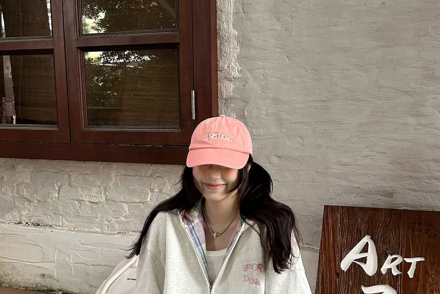 Fanoy - Hoodie met geborduurde ruitenvoering en rits