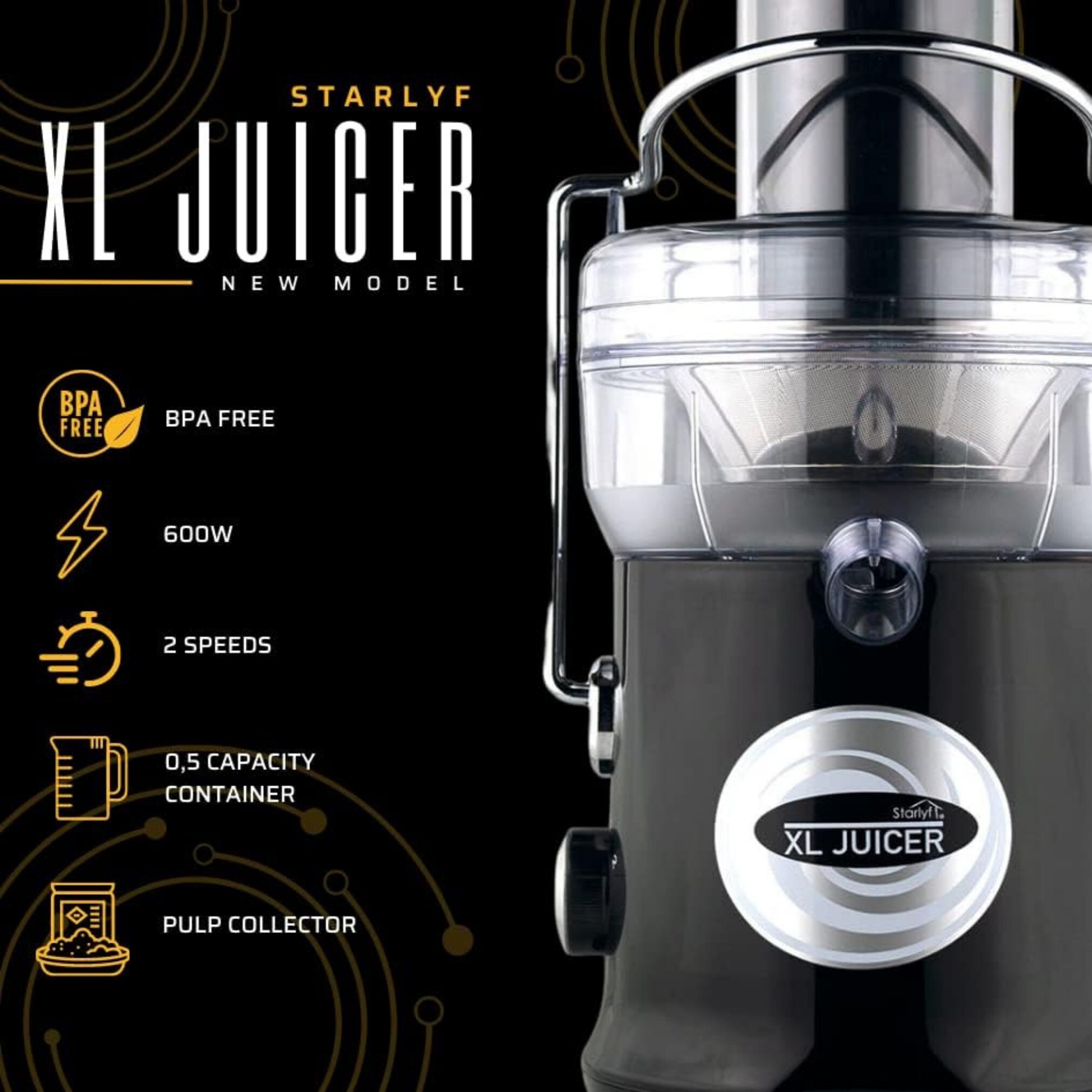 Starlyf® Entsafter- Zentrifugenentsafter ganze Früchte XL Juicer