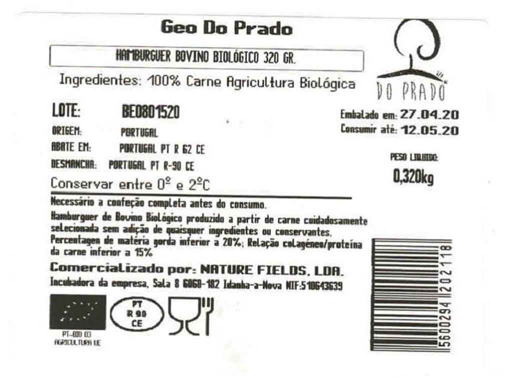 HAMBÚRGUER GEO DO PRADO BOVINO BIO 320G