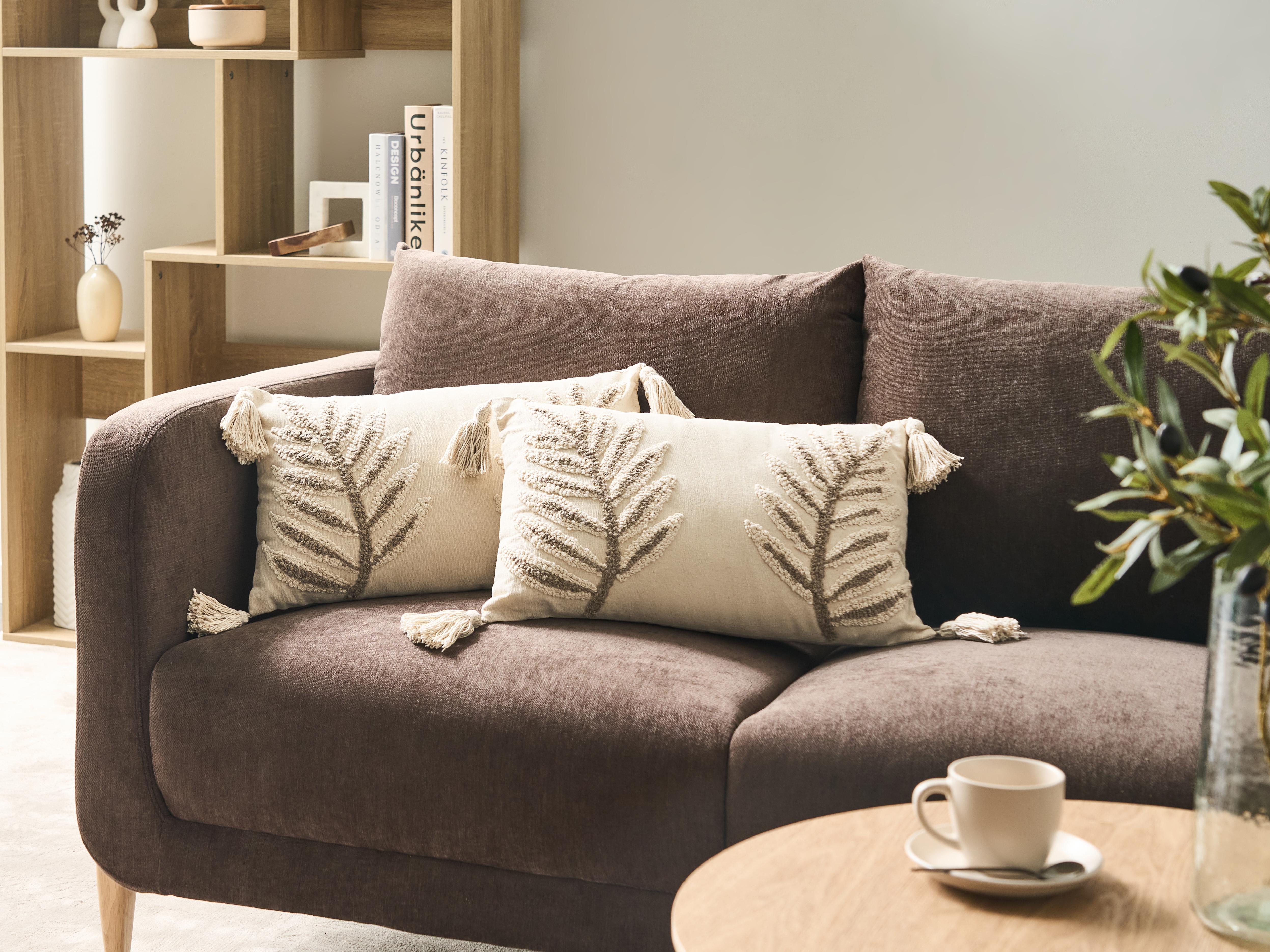 Set van 2 sierkussens POMETIA Katoen 30 x 50 cm Beige bloempatroon