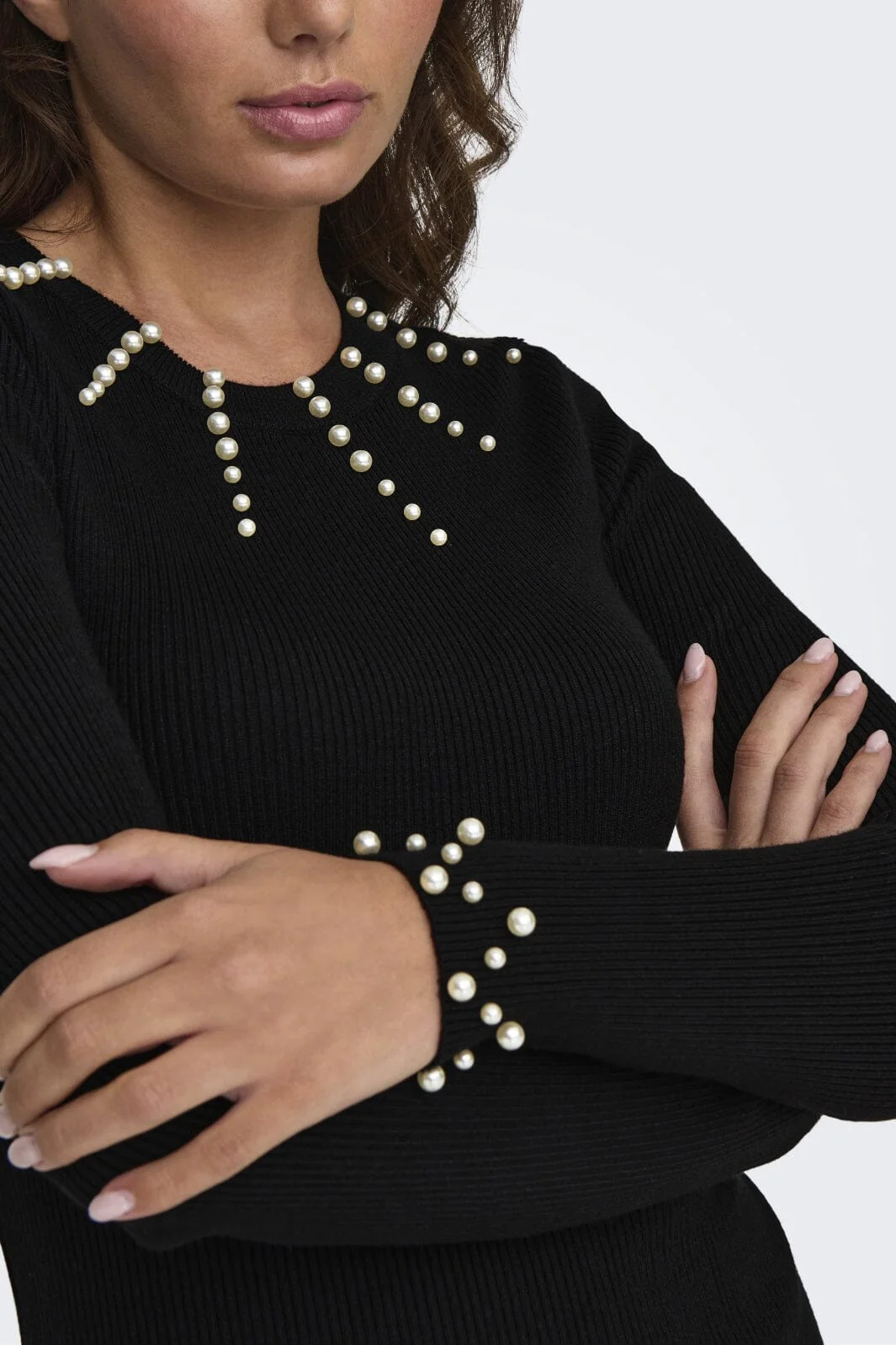 Only Onlida Ls Oneck Pearl Dress Knt 15334548