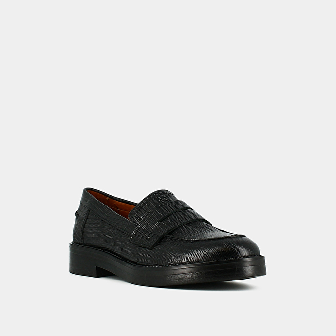 Mocassins  en cuir reptile noir