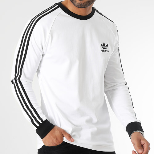 Tee Shirt Manches Longues A Bandes 3 Stripes GN3477 Blanc