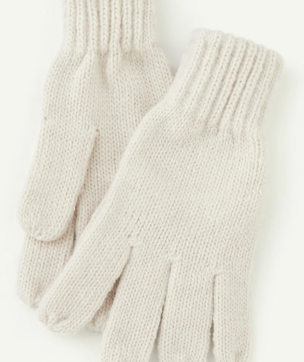 PAIRE DE GANTS FILLE EN FIBRES RECYCLÉES ÉCRU