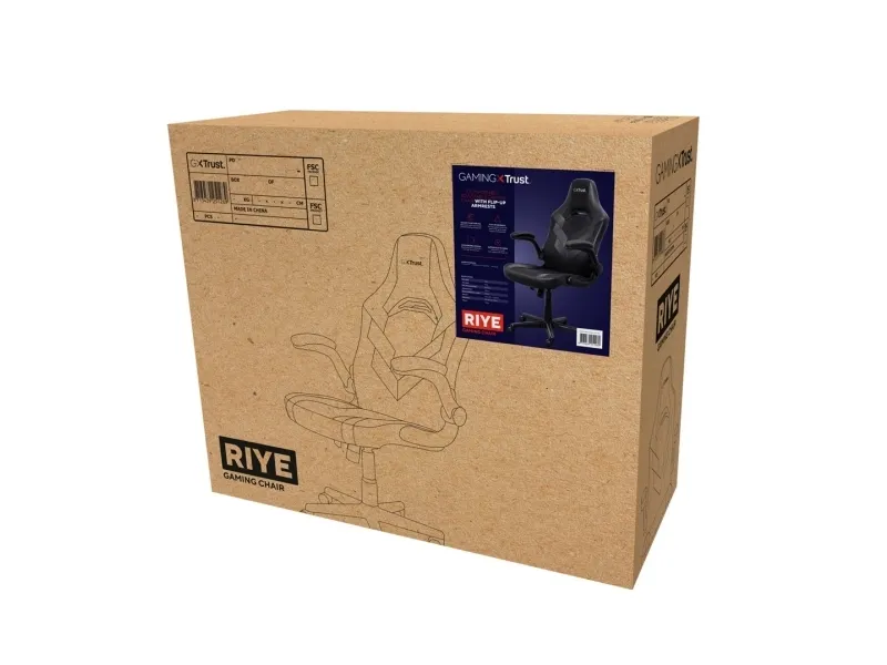 Trust GXT 703 RIYE - Spillestol - armstøtter - L-formet - vippe - drejeled - syntetisk læder, elastisk stof - sort