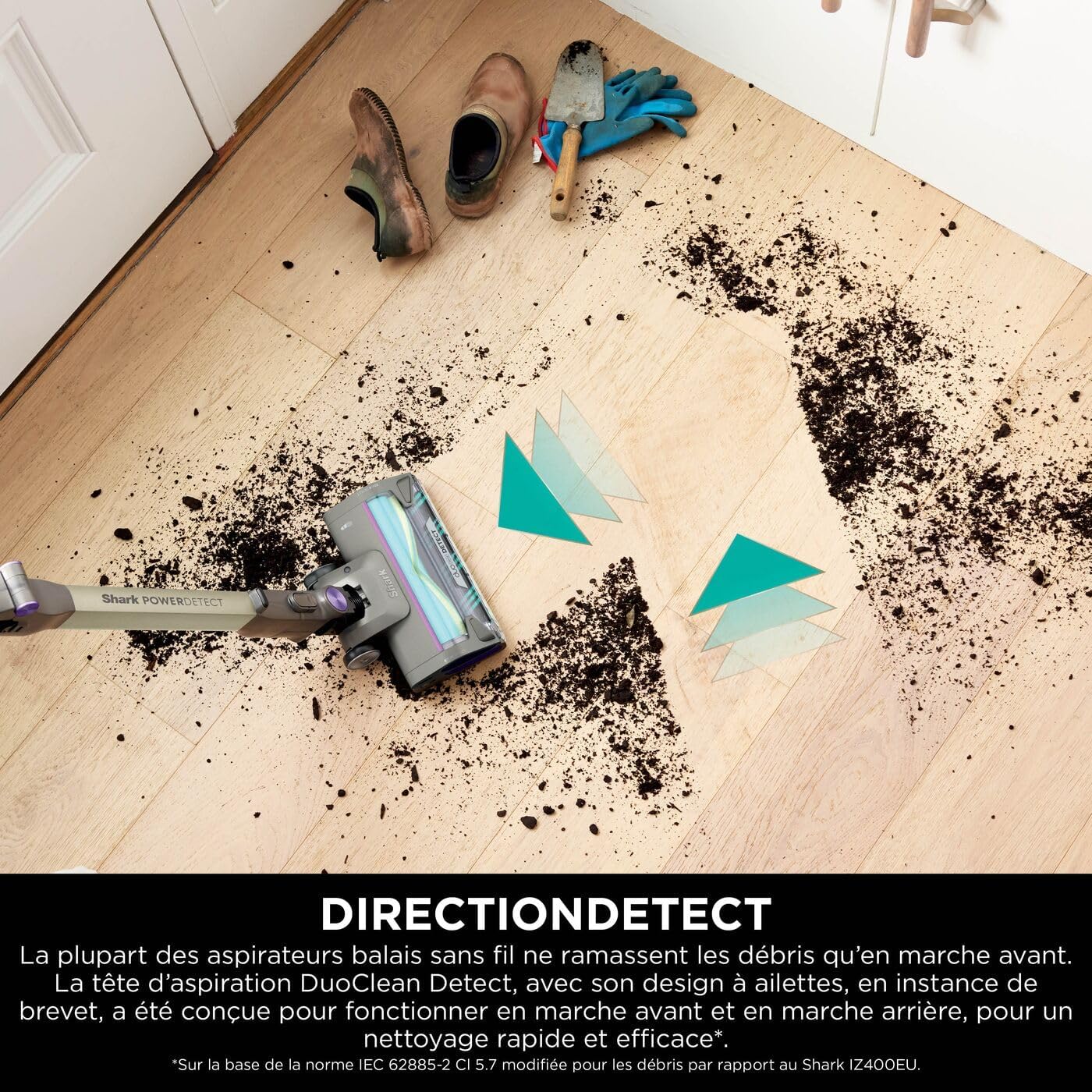 Shark Detect Clean & Empty Aspirateur balai sans fil , aspiration puissante, détection des saletés, base autovidante de 2 L, autonomie de 60 min, anti-emmêlement, brosse, suceur plat, blanc IW3612EU
