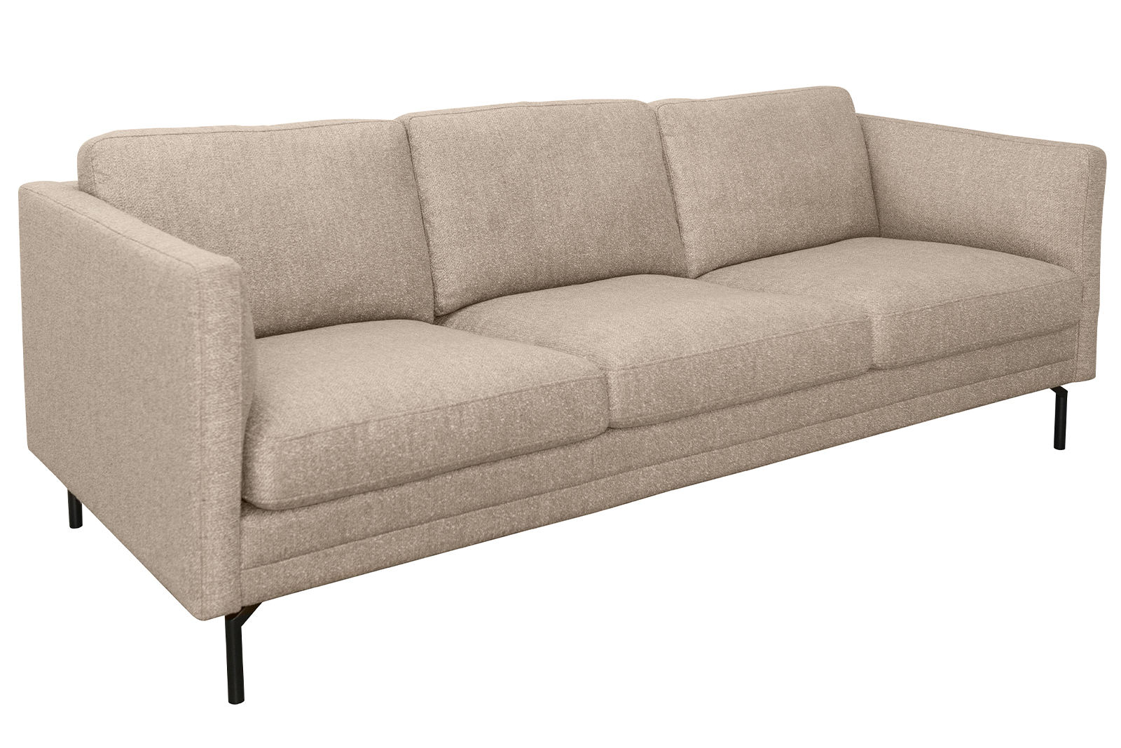 Avignon sofa 4-seter i tekstil Marilyn beige med komfort C1, Broadway sort ben og Lucca arm
