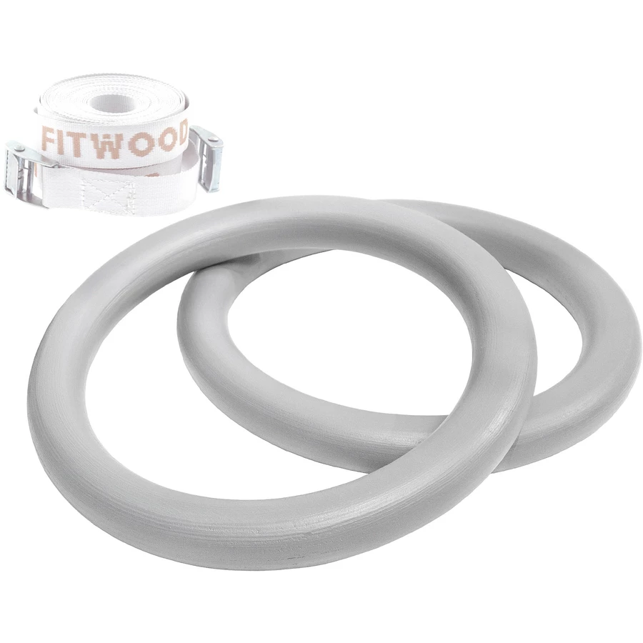 Fitwood ULPU Turnringe, grau - weiße Riemen
