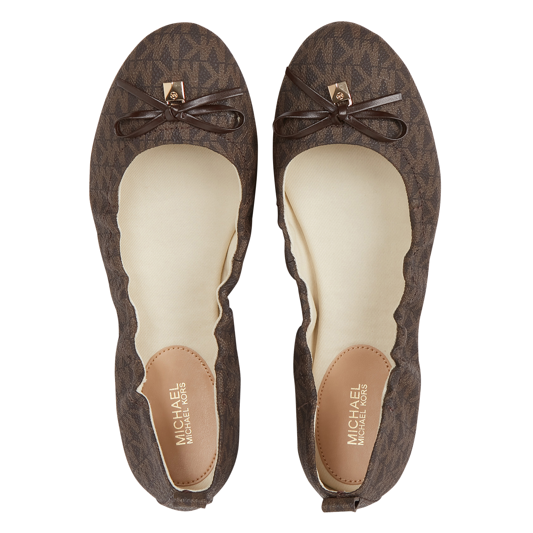 Ballerines imprimées logo| Marron