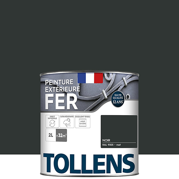 Peinture extérieure fer Tollens mat noir mat 2L