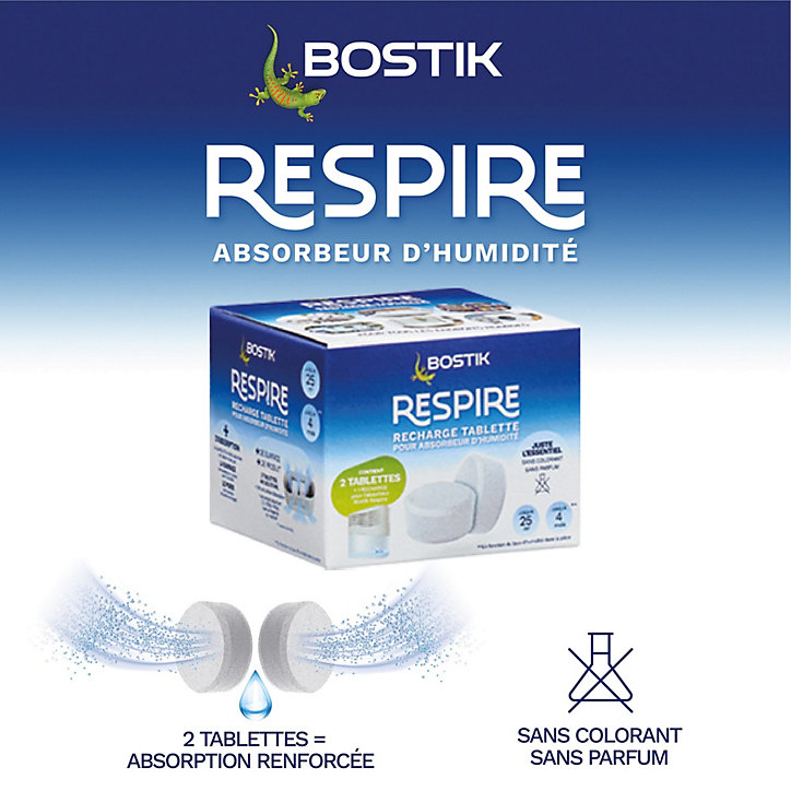 Lot 2 tablettes pour absorbeur d'humidité Respire Bostik 25m²