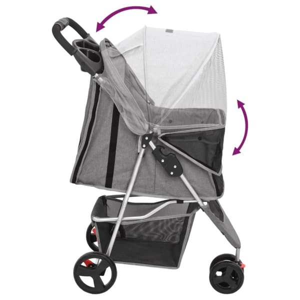 vidaXL Hundevogn sammenleggbar grå 80x46x98 cm oxford-stoff