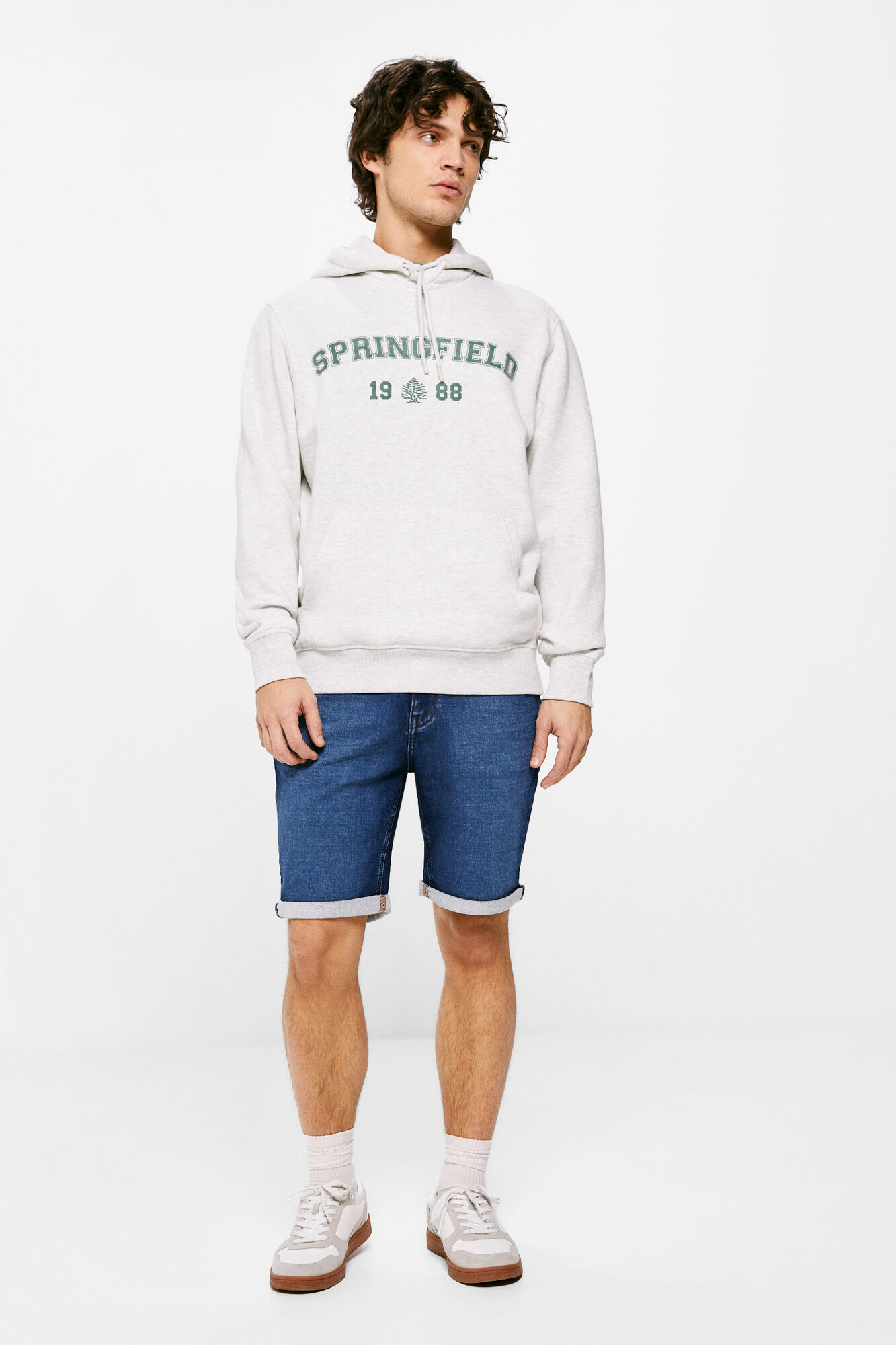 Bermuda jeans de malha com lavagem escura - azul escuro