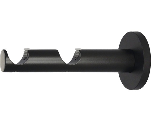 Dubbele wandbeugel voor Rivoli, zwart, Ø 20 mm, 12 cm lang