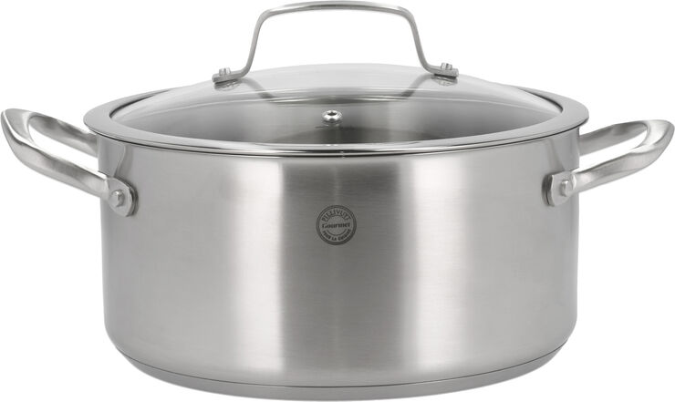 Pillivuyt Gourmet Gryde med glaslåg Roya 5,2 liter 24 cm Rustfrit stål Stål