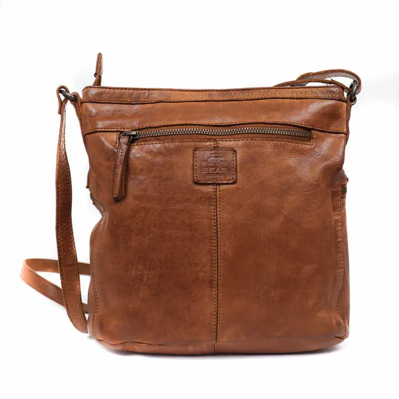 BEAR DESIGN Umhängetasche Cognac Leder