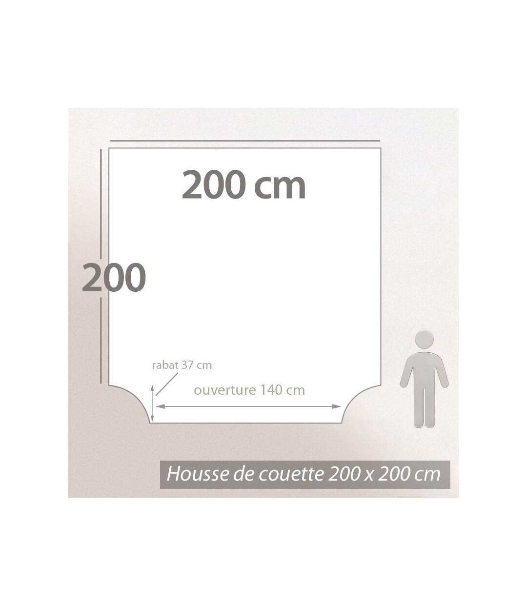 Housse de couette 200x200 cm coton SUMATRA gris Fusain