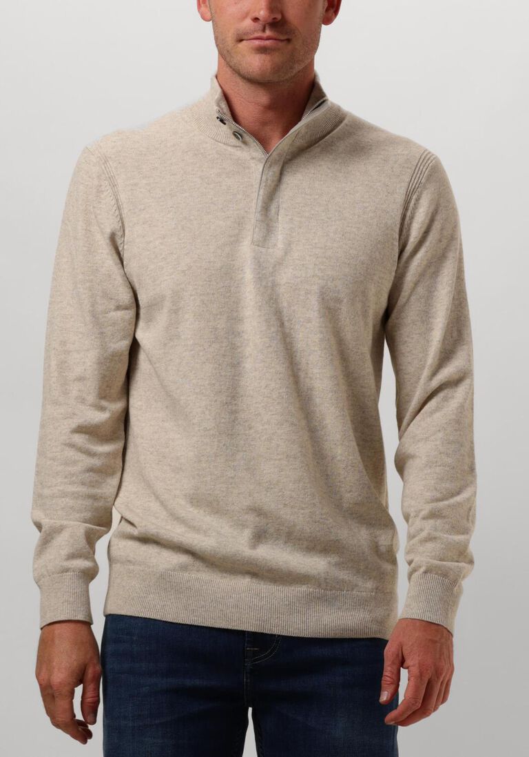 bruine profuomo trui pullover half zip button