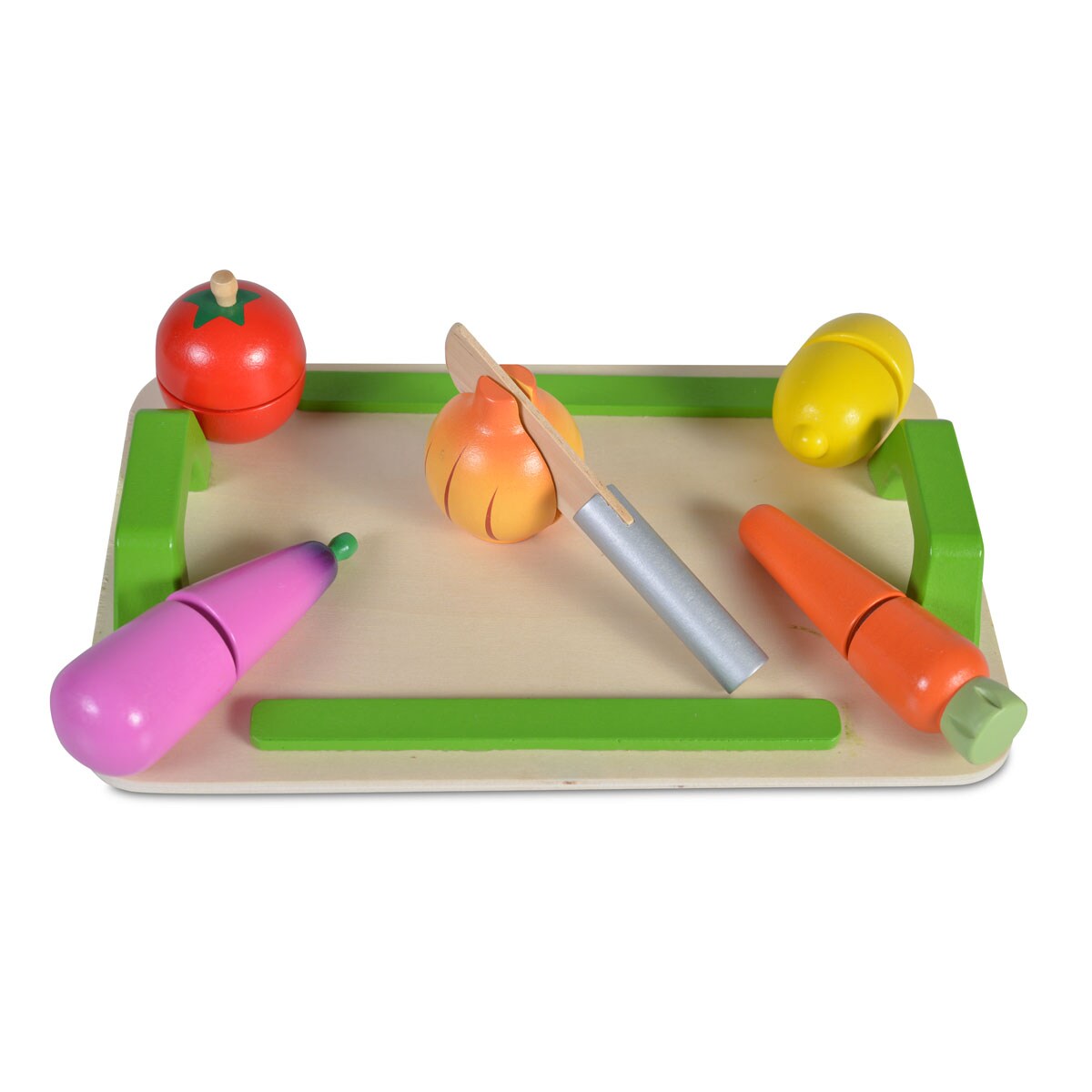 Moni Spielzeug Gemüse-Set 4308 aus Holz, 12-tlg, Messer, Brett, Klettverbindung bunt