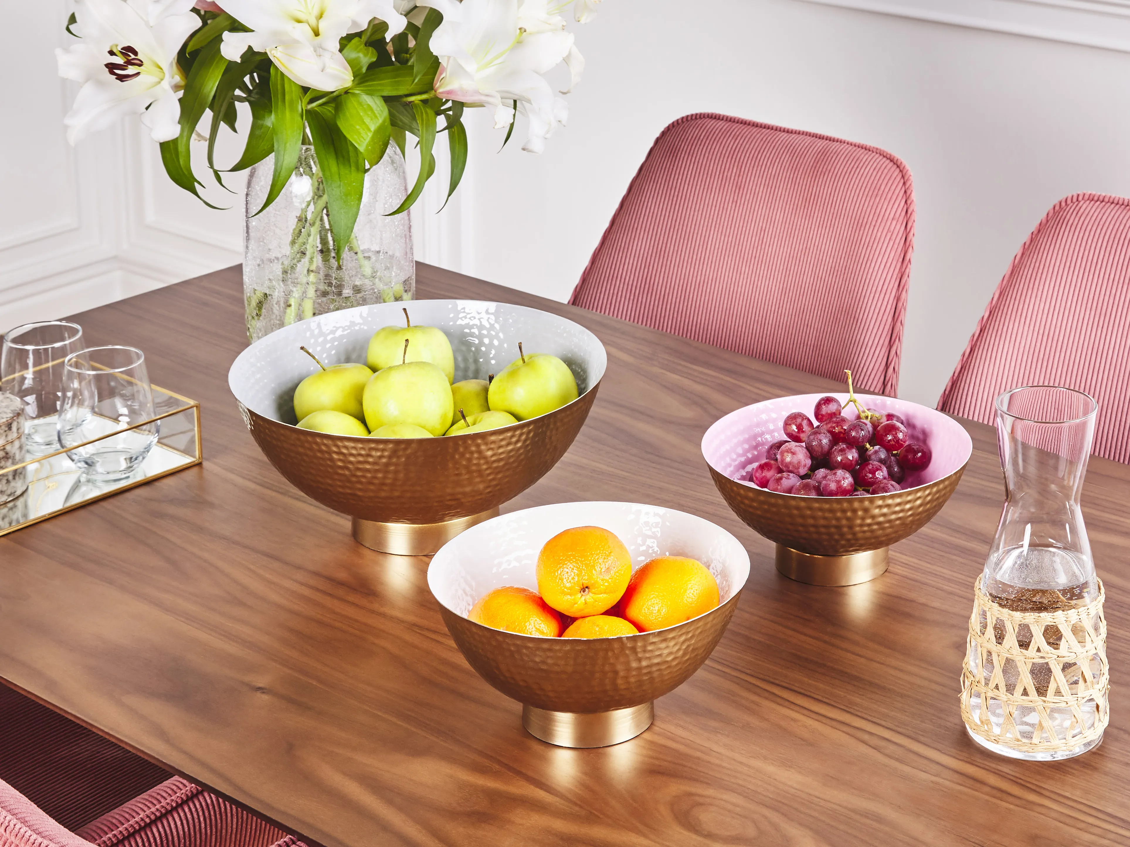 Set van 3 decoratieve schalen BARU Metaal Goud