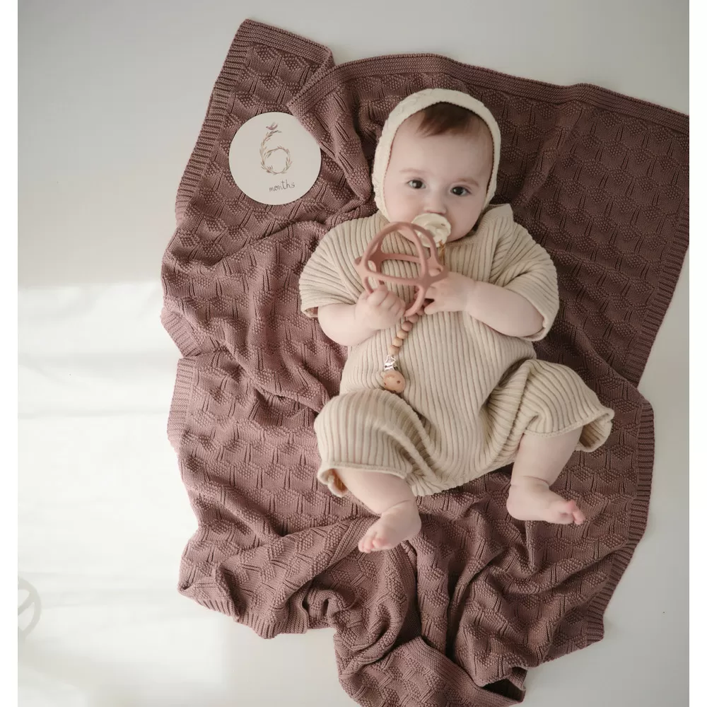 Mushie Knitted Baby Tæppe Desert Rose - 1 stk.