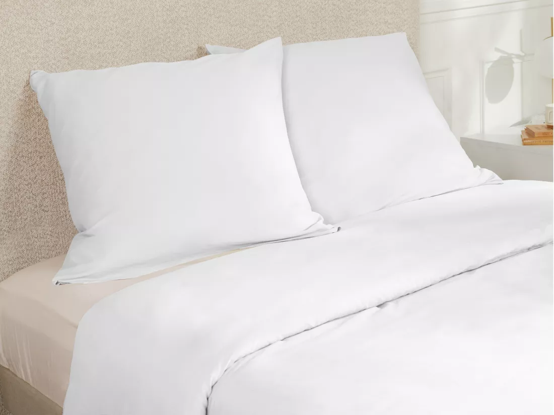 Lot de 2 taies d'oreiller en satin 108 fils/cm² - 63 x 63 cm - Blanc - TALORA de PALACIO