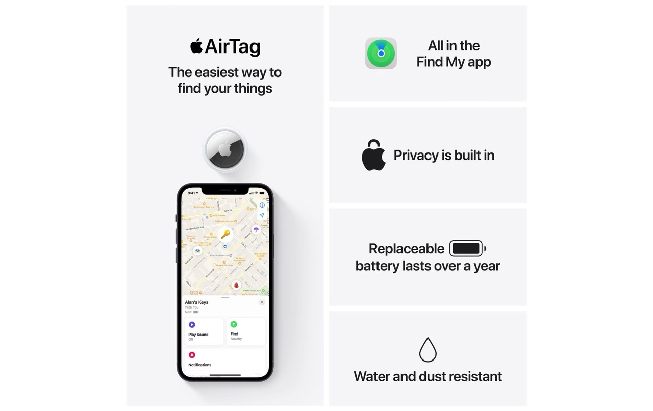 (4er Set) Apple - AirTag Bluetooth NFC Tracker (MX542ZM/A) - Weiss