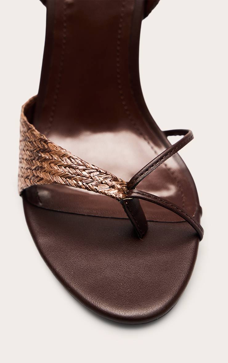 Chocolat Sandales À Talons Aiguilles Minimalistes À Texture Raphia