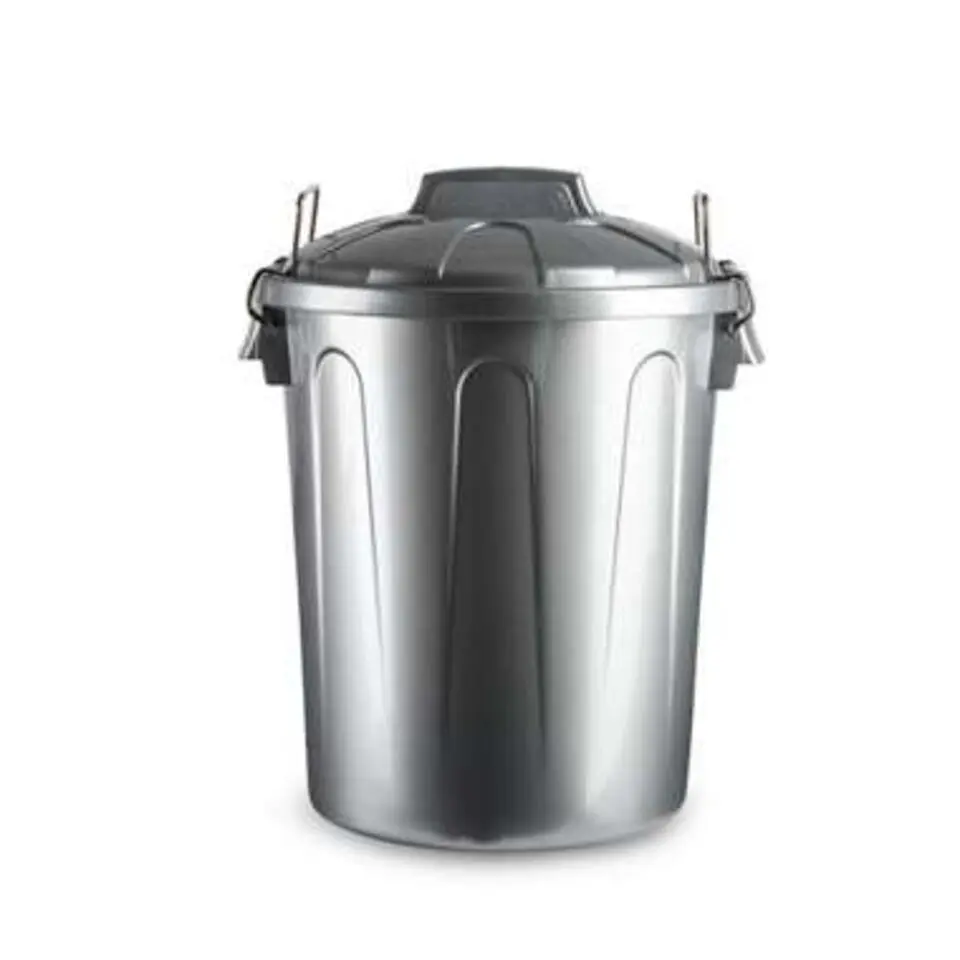Forte Plastics Afvalbak - zilverkleurig - afvalemmer met deksel - 21l