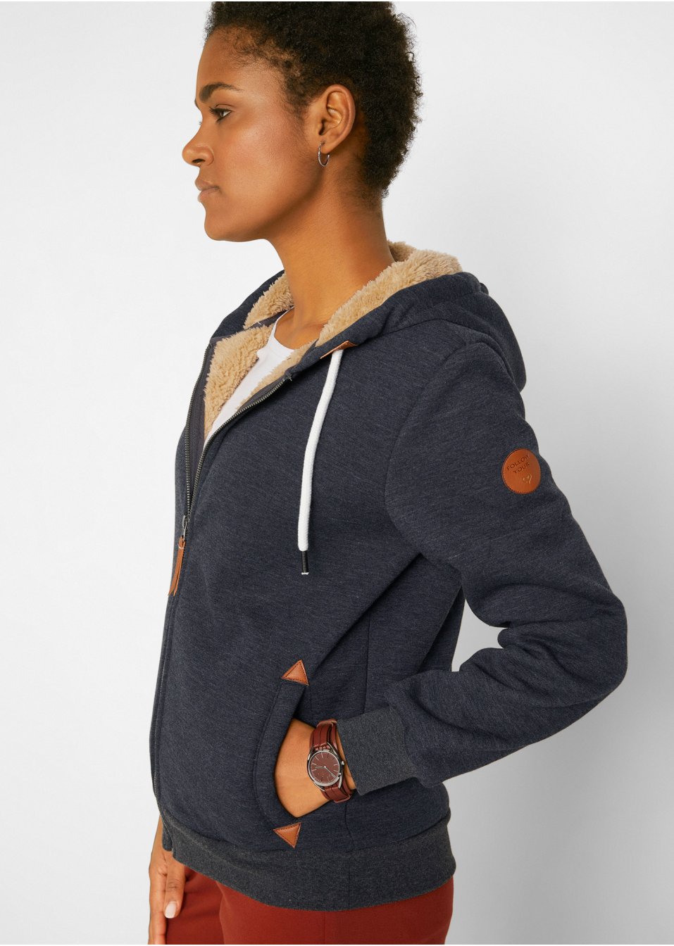 Gilet sweat avec doublure peluche