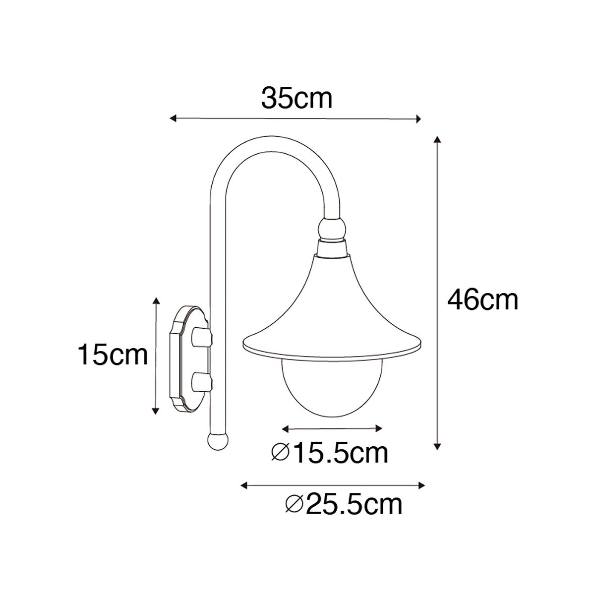 Smart buiten wandlamp antiek goud IP44 incl. Wifi A60 - Daphne