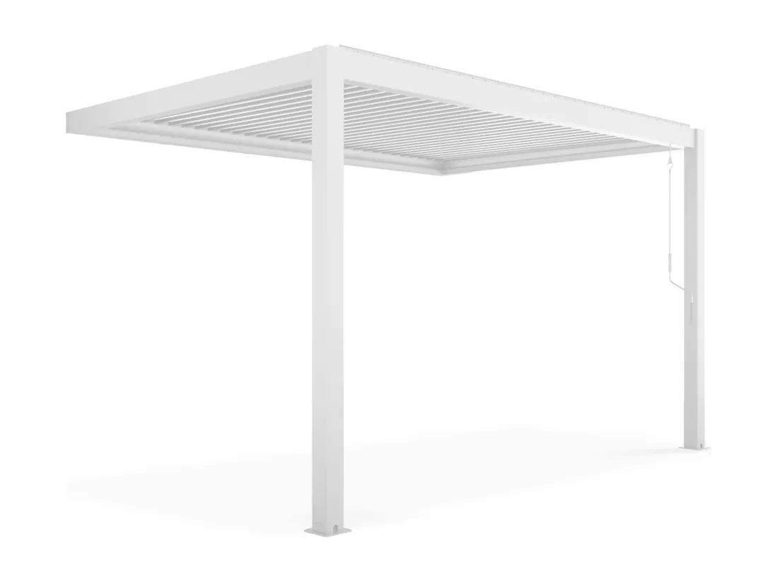 Pergola bioclimatique adossée blanche en aluminium 3x4 m