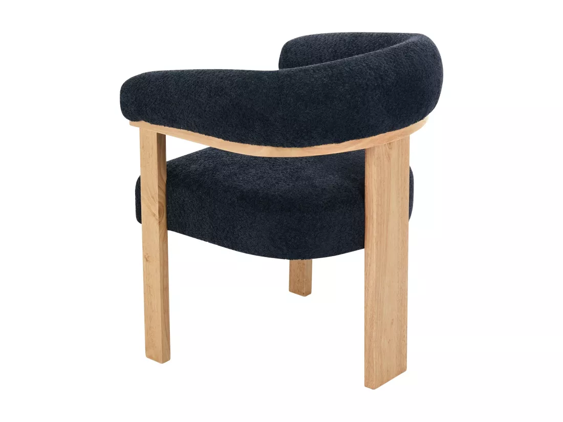 Lot de 2 chaises avec accoudoirs en tissu bouclette et bois d'hévéa naturel - Noir - LIVELIA de Pascal MORABITO