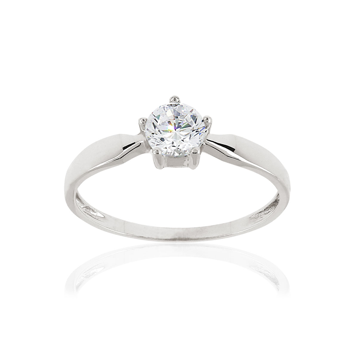 Bague or 375 blanc zirconia